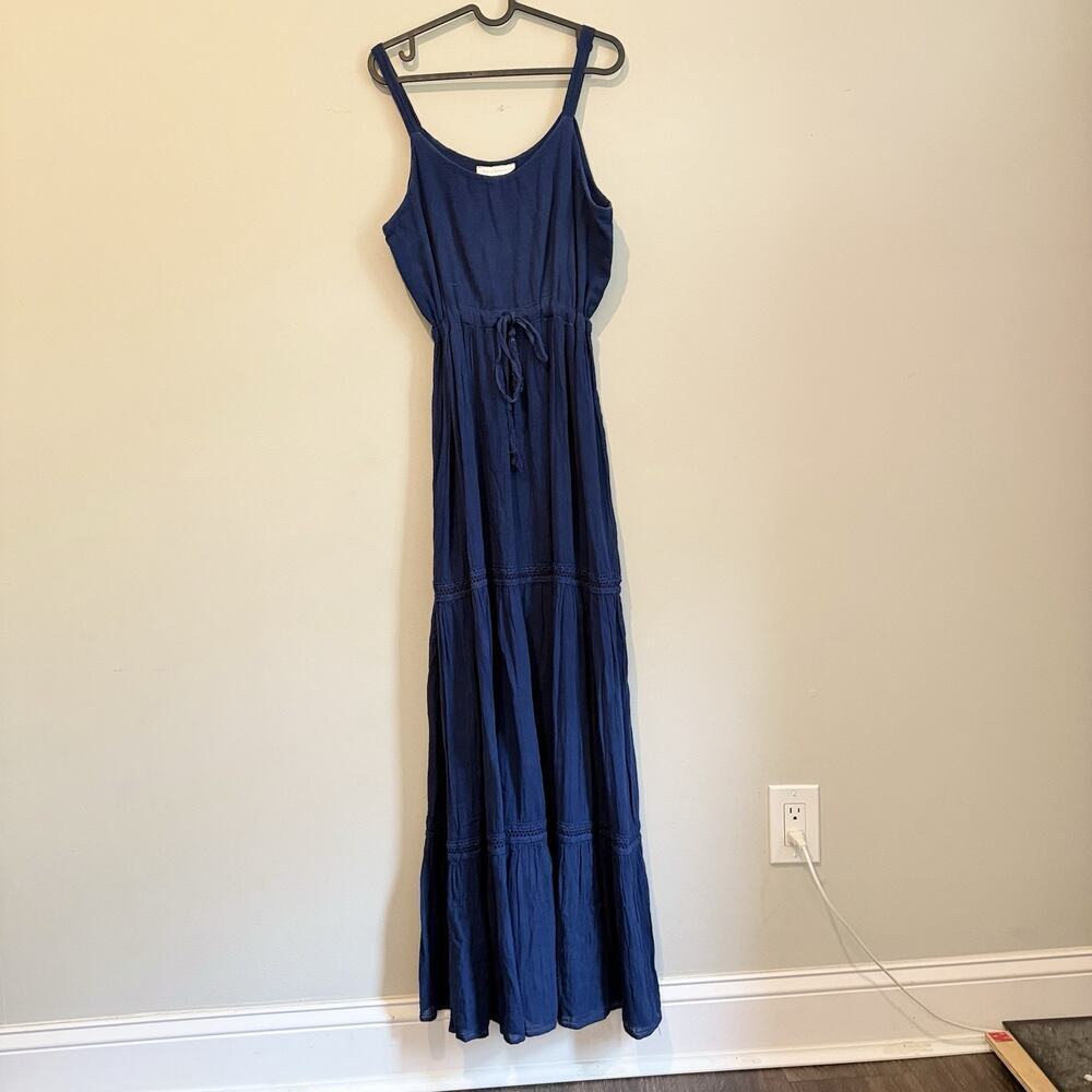 SILVIA SUAREZ Embroidery flowy Linen Blend Máximo Dress Cover Up Size M 1920